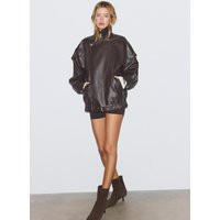 Stradivarius Oversize-Jacke mit Kunstlederrevers Braun L | Stradivarius DE