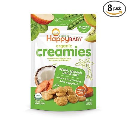 Happy Baby Organic Creamies Freeze-Dried Veggie & Fruit Snacks with Coconut Milk Apple Spinach Pe... | Amazon (US)
