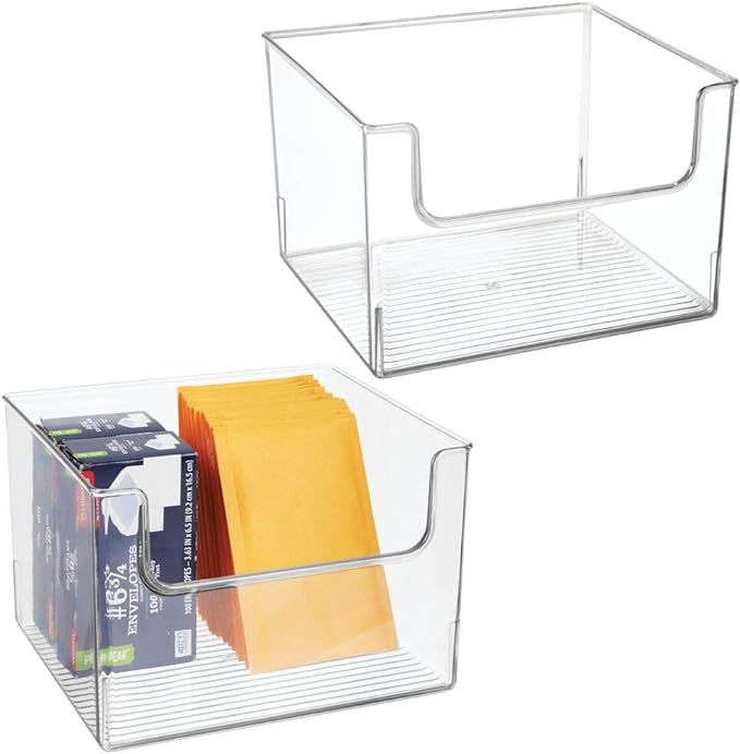mDesign Plastic Open Front Home Office Storage Bin Container, Desk Organizer Tote - for Storing G... | Amazon (US)