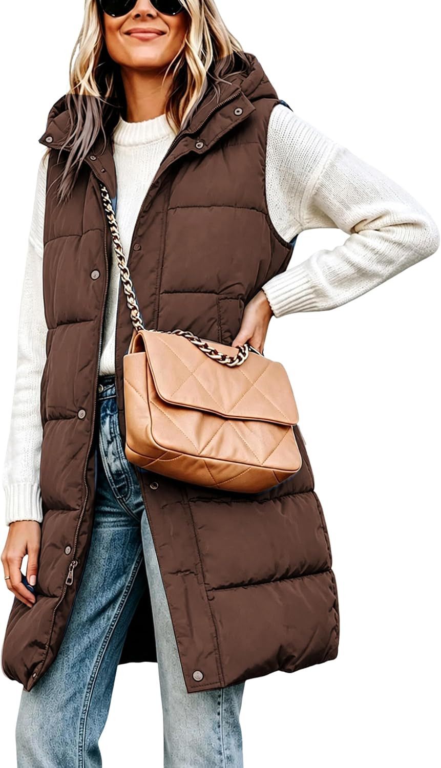 Tanming Women's Long Puffer Vest with Removable Hood | Amazon (US)