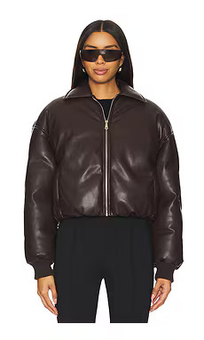 superdown Sanja Faux Leather Jacket in Brown from Revolve.com | Revolve Clothing (Global)