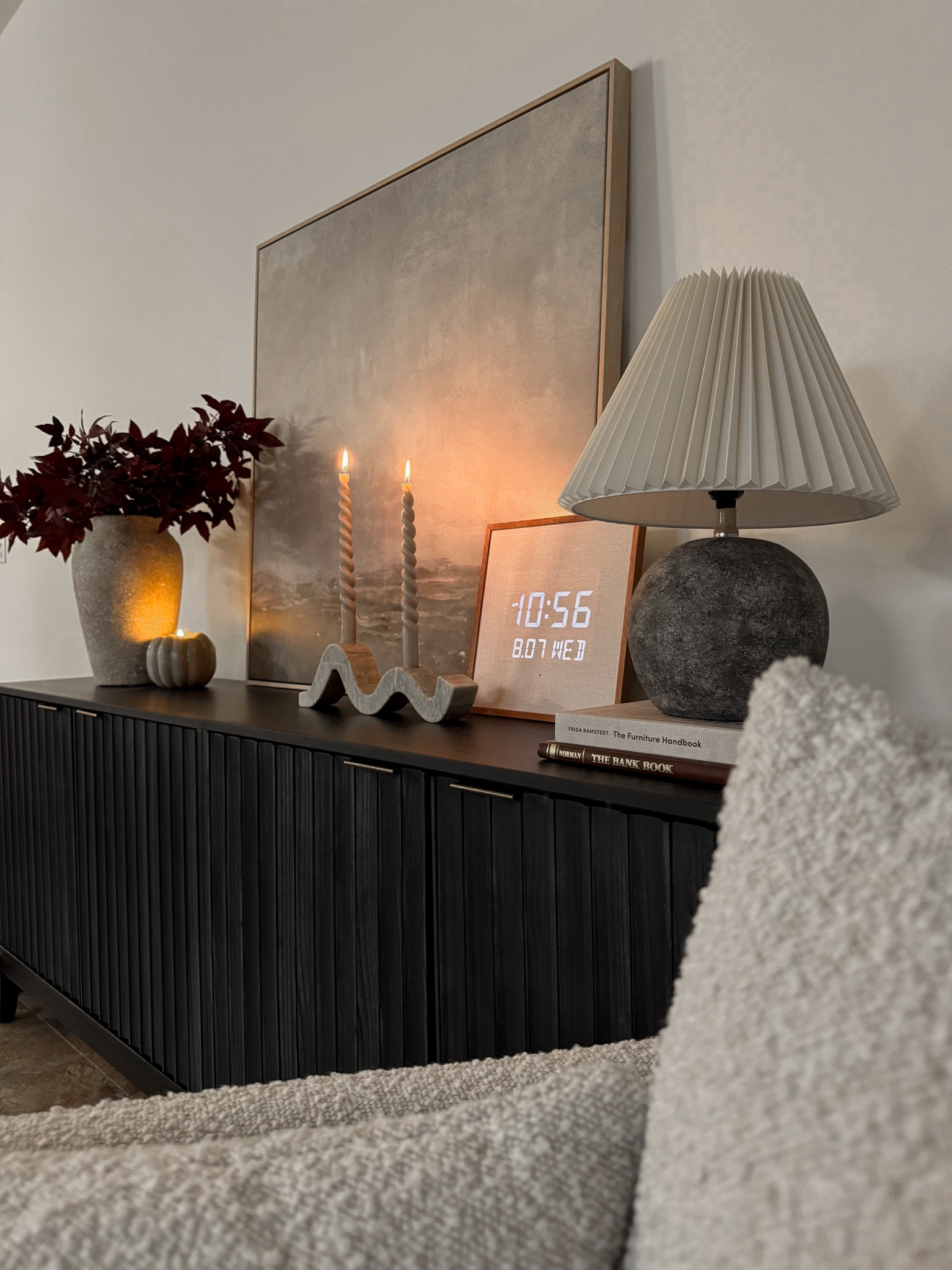 Fall decor, cabinet decor, console table decor, sideboard decor, entryway decor, living room decor, candle holder, table lamp, fall stems, canvas wall art

#LTKHome