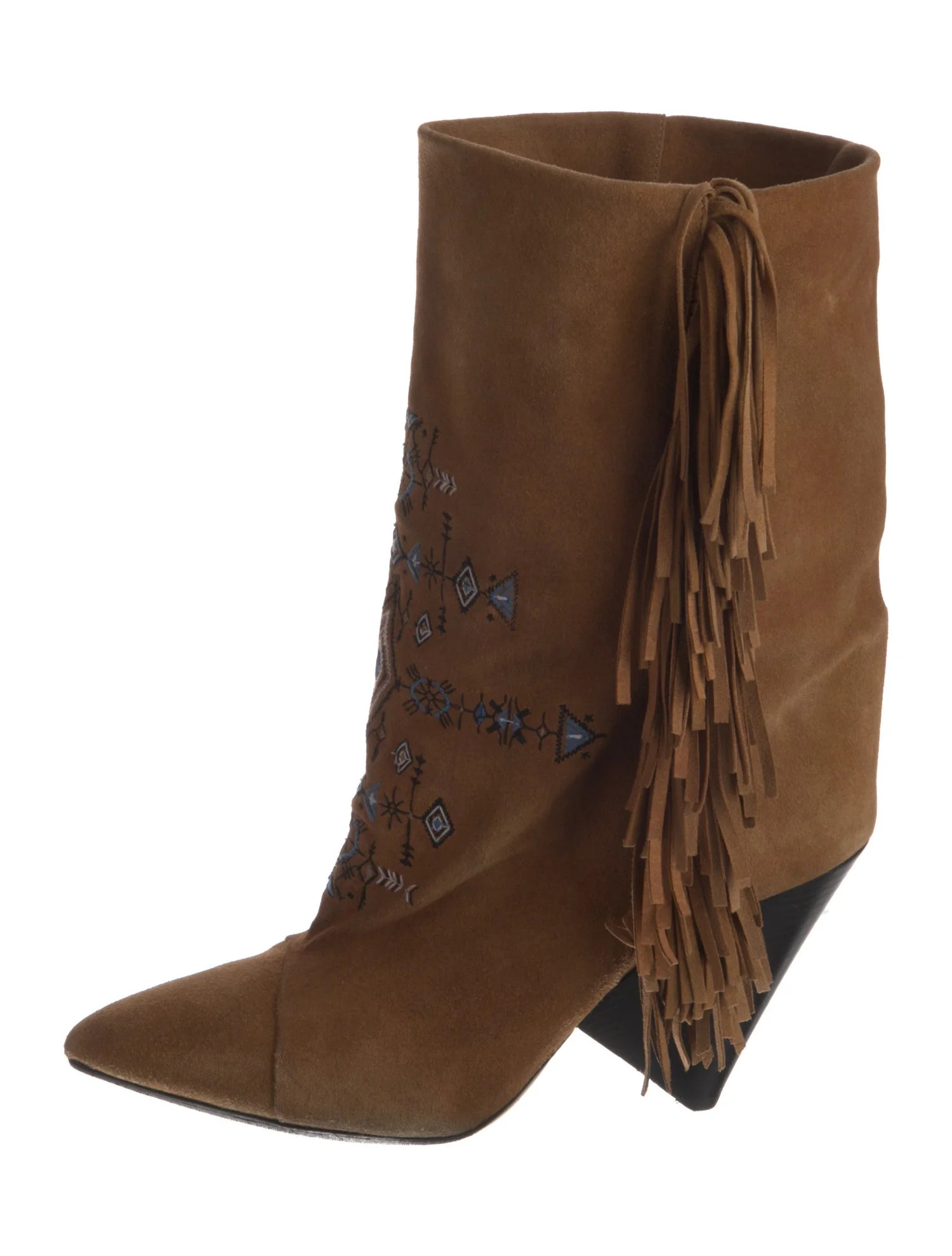 Suede Printed Western Boots | The RealReal