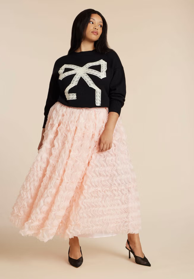 Textured Ruffle Maxi Full Skirt | Eloquii