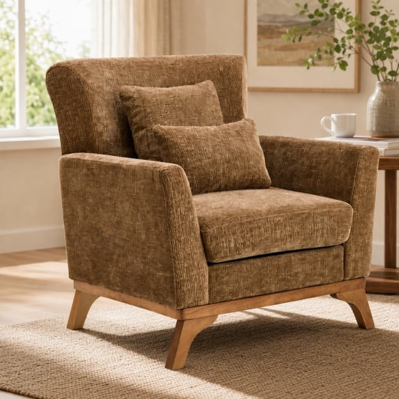Ktaxon Chenille Accent Chair, Single Sofa with Pillows,Comfy Reading Arm Chair with Wood Legs for... | Walmart (US)