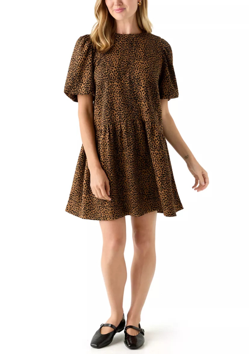 Petite Balloon Sleeve Printed Jacquard Dress | Belk