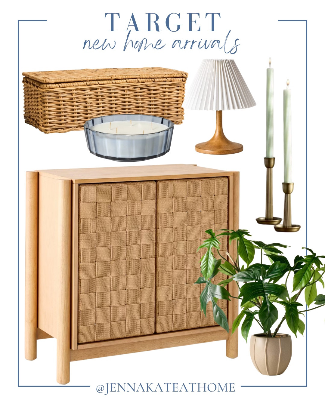 Target new arrivals include small cabinet, faux plant, candlestick holders, table lamp, candle, and storage basket.

Home decor, Target home finds, coastal home, neutral decor 

#LTKHome #LTKFindsUnder50 #LTKFindsUnder100