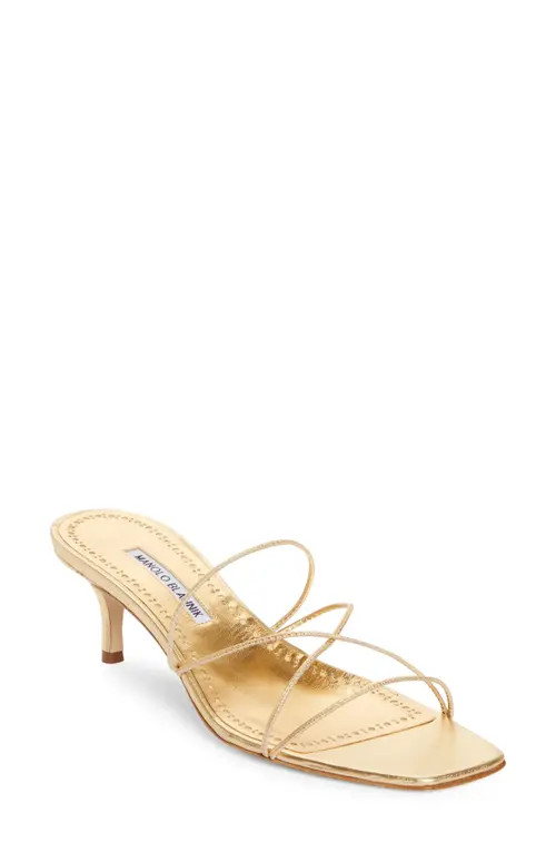 Manolo Blahnik Ninfemu Slide Sandal in Gold at Nordstrom, Size 35 | Nordstrom