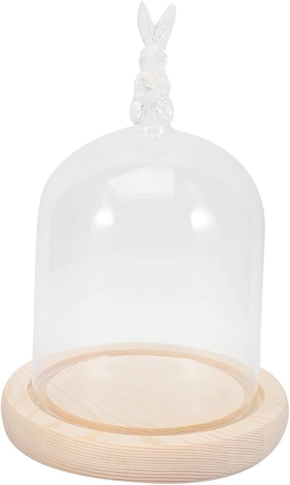 Rabbit Glass Dome Cake Stand with Dome Cheese Cloche Dome Small Glass Cloche Tiny Glass Cloche Ca... | Amazon (US)