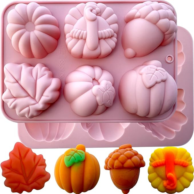 2Pcs 3D Pumpkin Mold Fall Silicone Mold Halloween Thanksgiving Fall Theme Silicone Molds Maple Le... | Amazon (US)