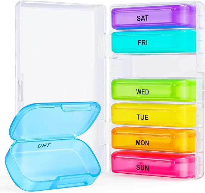 ZIKEE 7 Packs Extra Large Pill Organizer, Portable Pill Box 7 Day for Pocket, Purse, Weekly Pill ... | Amazon (US)