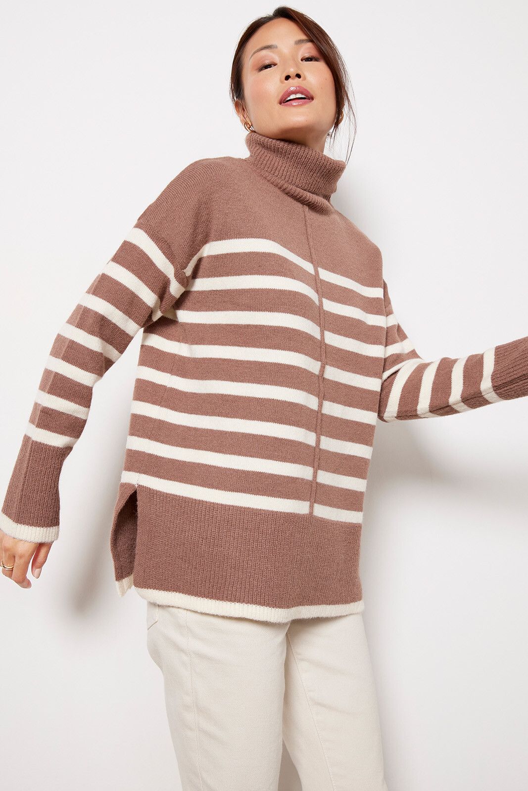 Stripe Turtleneck Pullover | EVEREVE