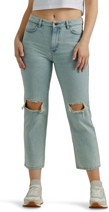 Wrangler Womens High Rise Rodeo Straight Leg Crop Jeans | Amazon (US)