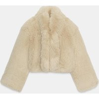 Zara - Short Faux Fur Coat In Beige - Xxl - Woman | Zara UK