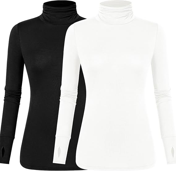 LUYAA Women's Long Sleeve Turtleneck Lightweight Slim Active T Shirts Thumb Holes for Fall Spring... | Amazon (US)