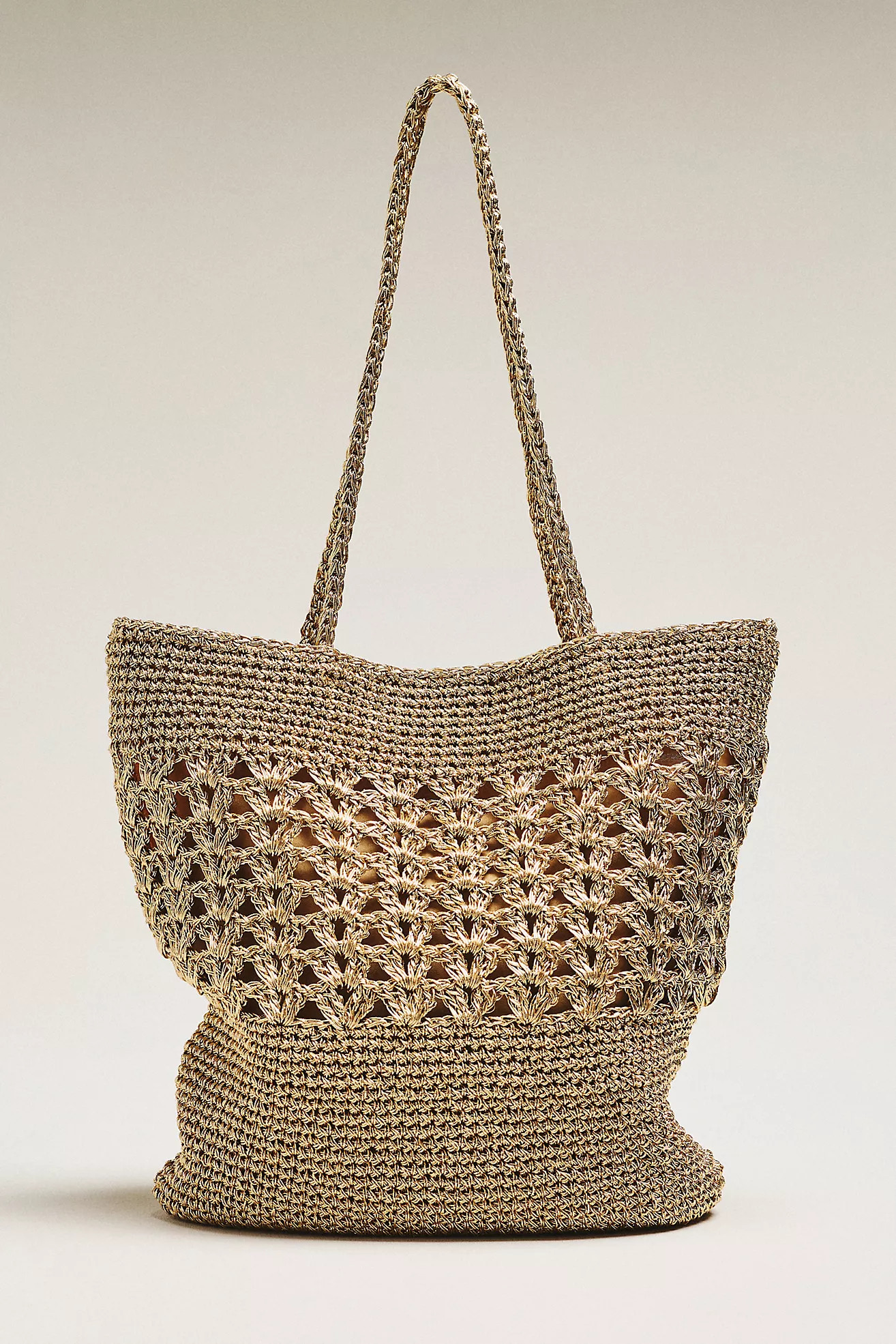 Woven Metallic Slouchy Tote Bag | Anthropologie (US)