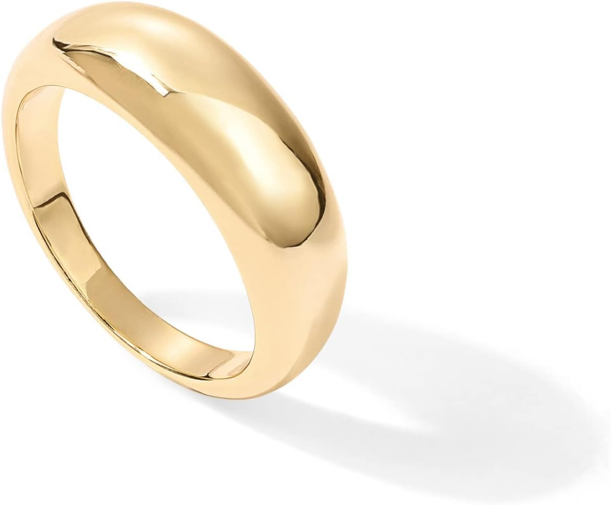 PAVOI 14K Gold Plated Chunky Dome Ring for Women, Puffy Stackable Rings | Amazon (US)