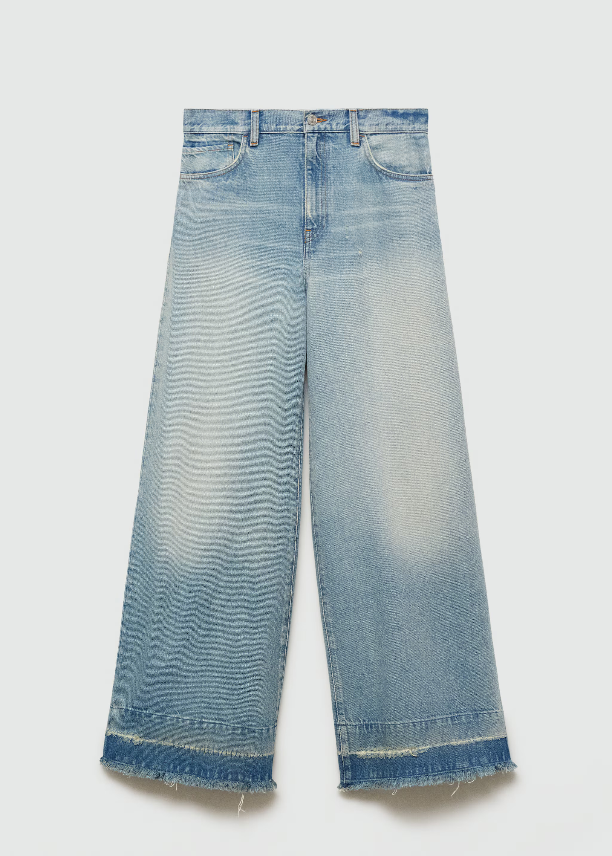 Devin wideleg jeans with frayed hem - Woman | MANGO USA | MANGO (US)