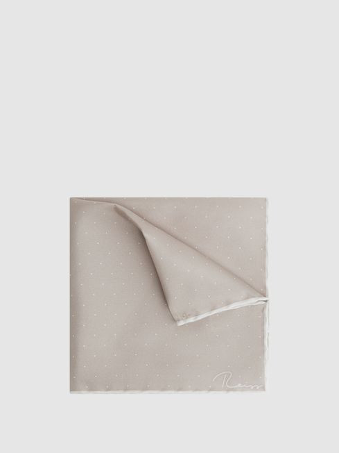 Reiss Champagne Liam Polka Dot Silk Pocket Square | Reiss UK
