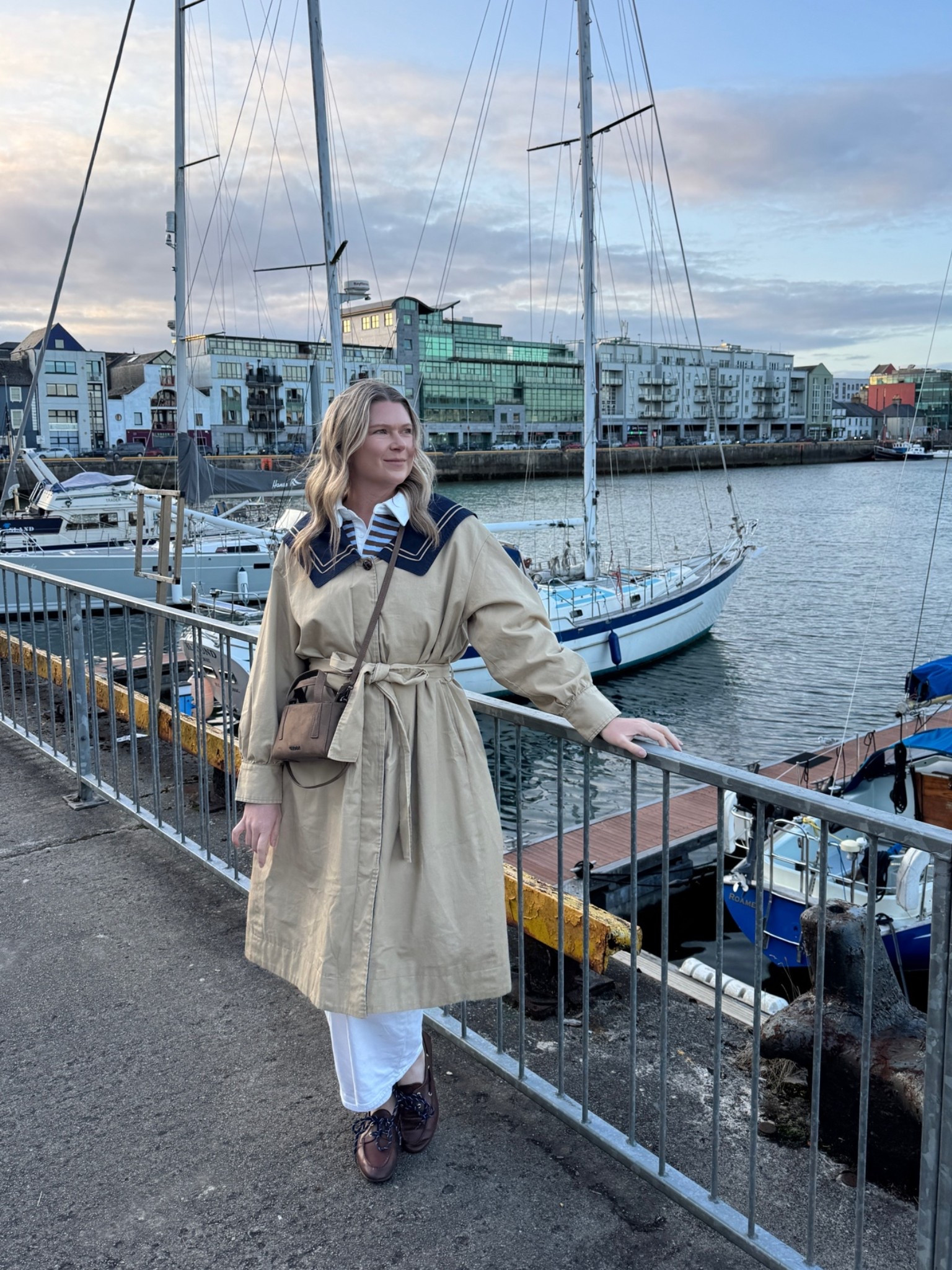 What I packed for our trip to Ireland 🇮🇪 Outfit pictured was worn to Galway! 

Ireland outfits | Europe outfits | travel outfits | fall outfits | trench coat | rugby polo | white jeans | boat shoes

#LTKTravel