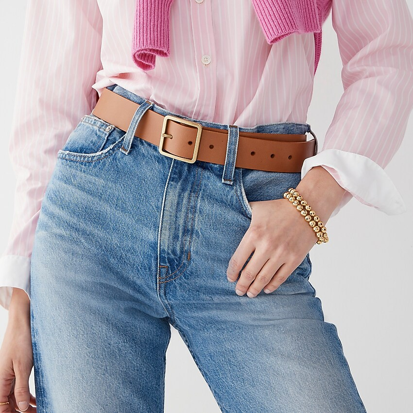 Italian leather square buckle belt | J. Crew US