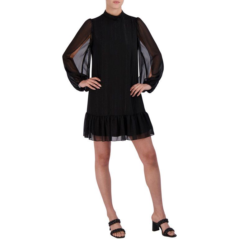BCBG Paris Women's Sheered Long Sleeve Dress | Walmart (US)