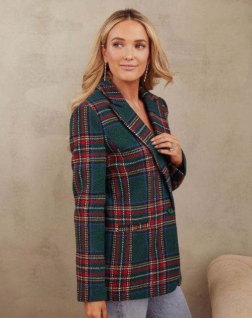 Lauren Pocketed Plaid Blazer | VICI