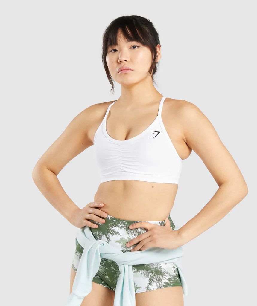 Gymshark Ruched Training Sports Bra - White | Gymshark (Global)