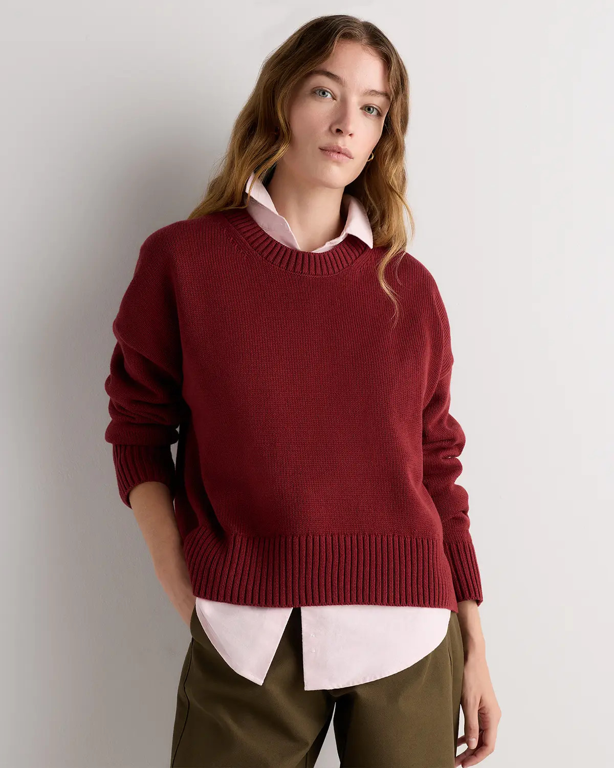100% Organic Cotton Boyfriend Crew Sweater | Quince