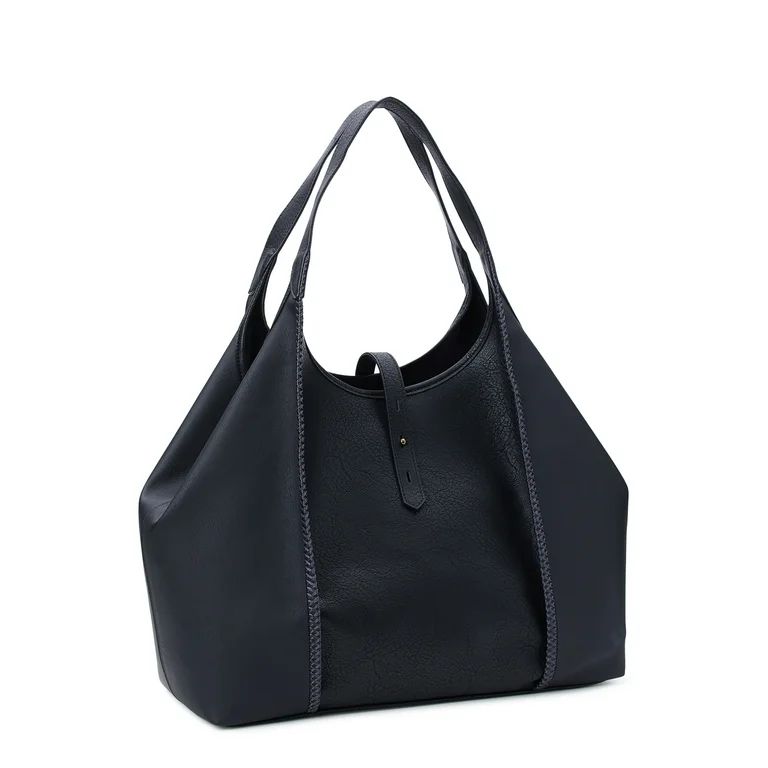 Time and Tru Women's Avery Tote Handbag, Black | Walmart (US)