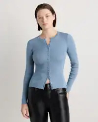 Cotton Cashmere Fitted Ribbed Cardigan | Quince