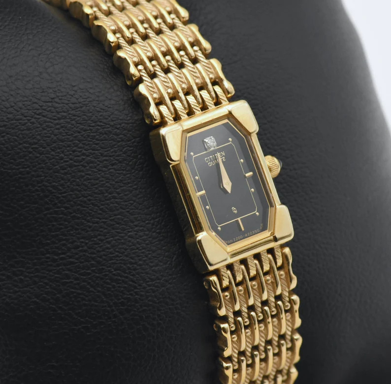 Citizen Vintage Gold Tone and Diamond Quartz Movement Watch - Etsy | Etsy (US)