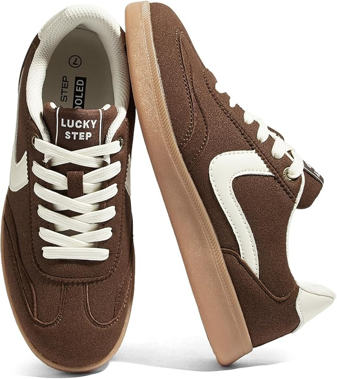 LUCKY STEP Women's Classic Fashion Sneakers | Casual Skate Shoes | No Slip Lace Up Walking Shoes | Amazon (US)