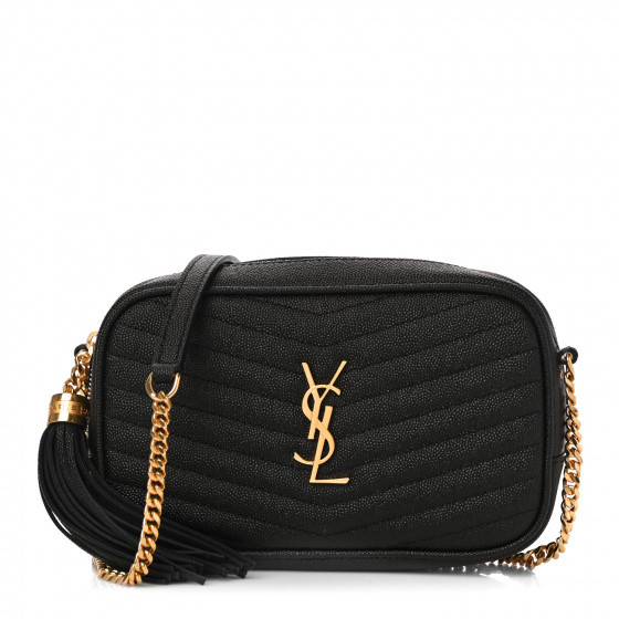SAINT LAURENT Grain De Poudre Matelasse Monogram Mini Lou Camera Bag Black | FASHIONPHILE | Fashionphile