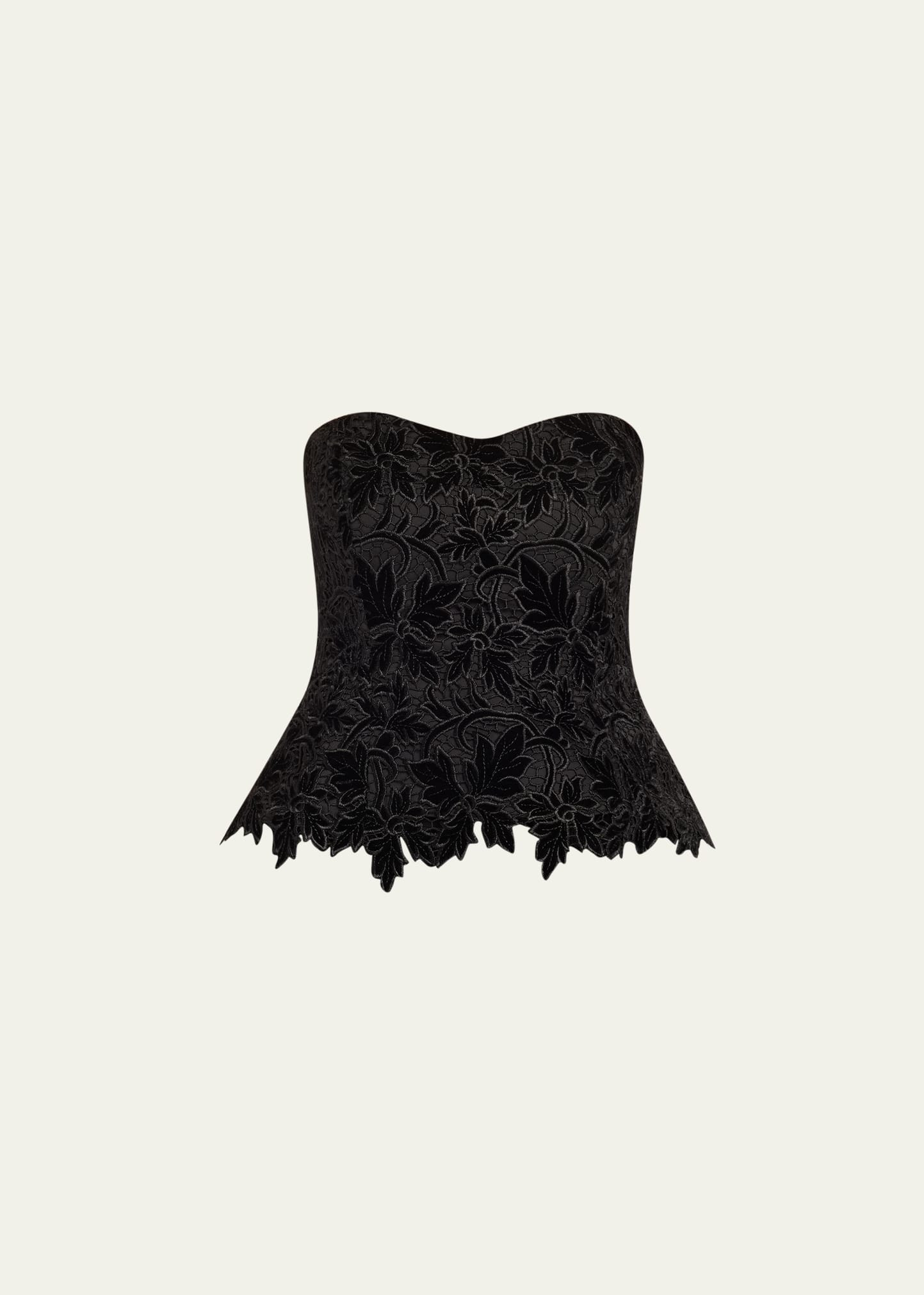 Cara Cara Martin Strapless Velvet Lace Top | Bergdorf Goodman