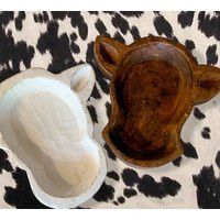 Hand Carved Cow Wood Dough Bowl, Rustic Farmhouse Decor | Etsy (US)