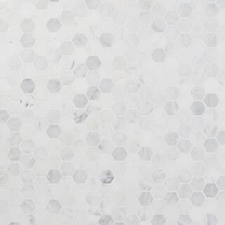 Oriental 4 in. x .31 in. Hexagon Marble Floor and Wall Tile Sample | The Home Depot