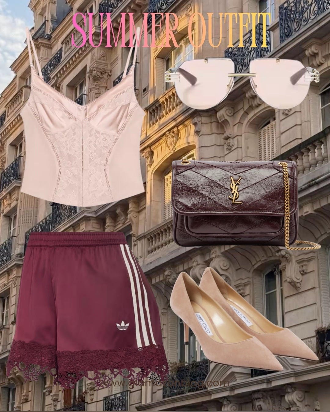 Mytheresa, summer outfit, adidas shorts, lace trim shorts, Saint Laurent bag, Jimmy choo shoes 

#LTKspring #LTKuk #LTKsummer