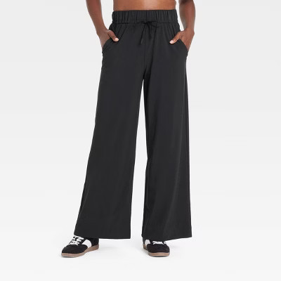 Women's Active Light High-Rise Wide Leg Pants - All In Motion™ Black M: Recycled Polyester, Spandex, Moisture Wicking, Quick Drying | Target