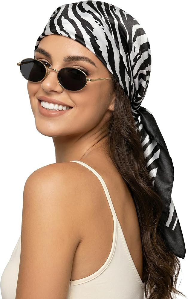 Women Square Scarf Wrap 35” Satin Headscarf Emulation Silk Large Hair Bandanas Neck Scarves Acc... | Amazon (US)