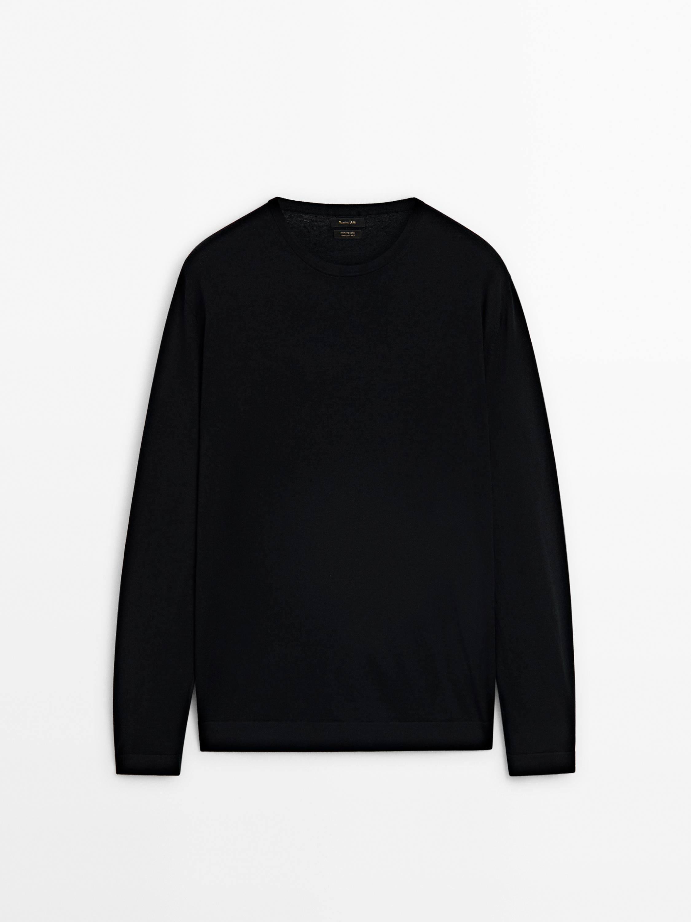 Knit 100% merino wool sweater with crew neck | Massimo Dutti US