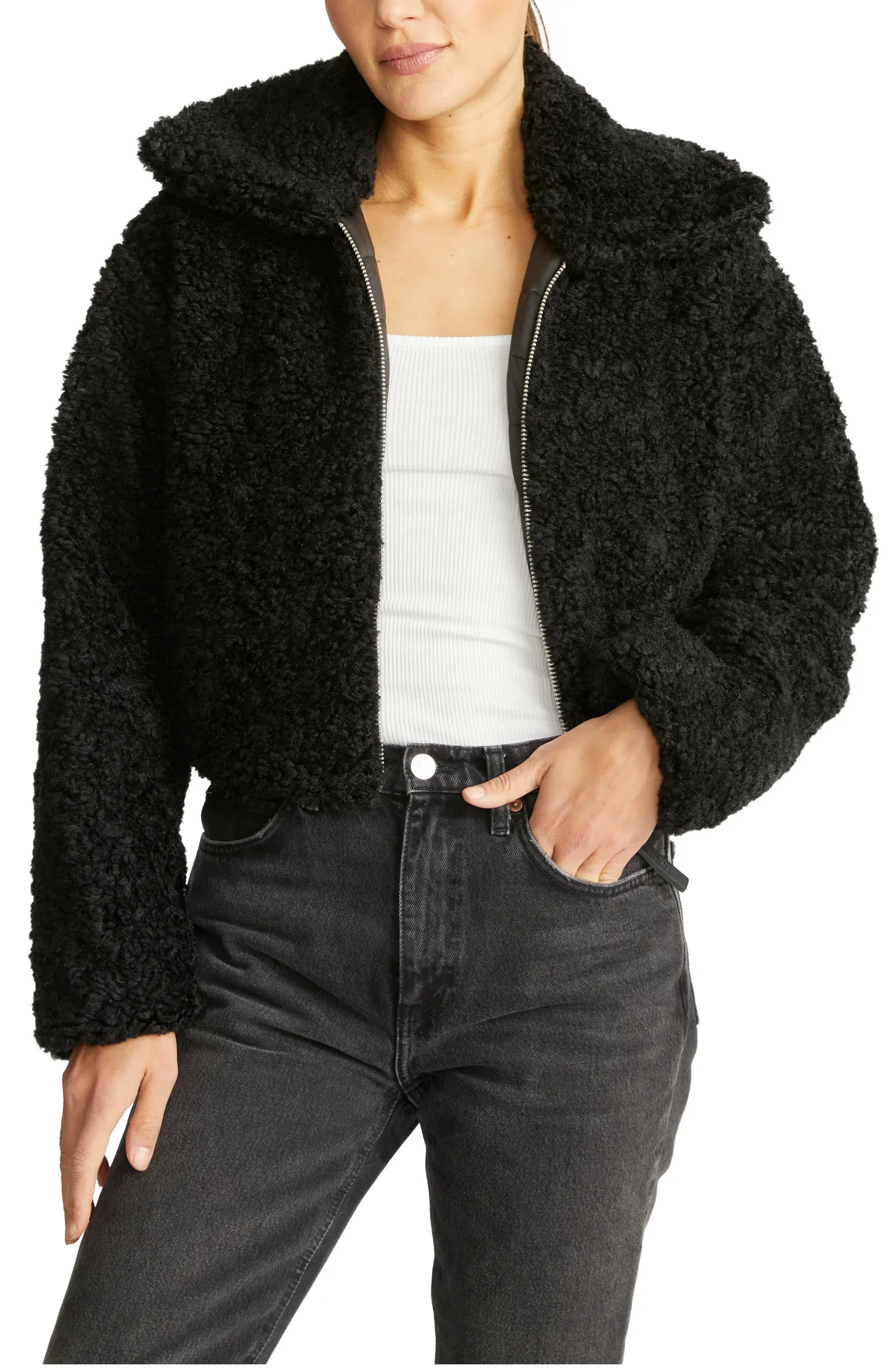 Hudson Jeans Cropped Plush Teddy Fur Jacket | Nordstromrack | Nordstrom Rack