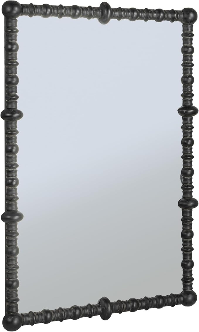 Creative Co-Op Chic Wood Beaded Dowel Frame Mirror, Black | Amazon (US)