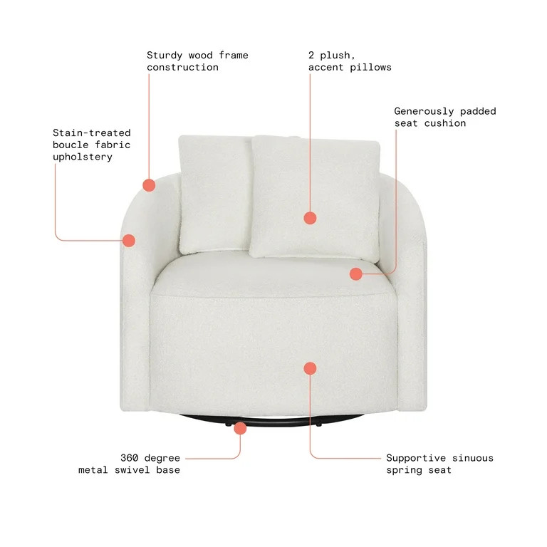 Beautiful Drew Kids Accent Chair by Drew Barrymore, Cream Bouclé Fabric | Walmart (US)