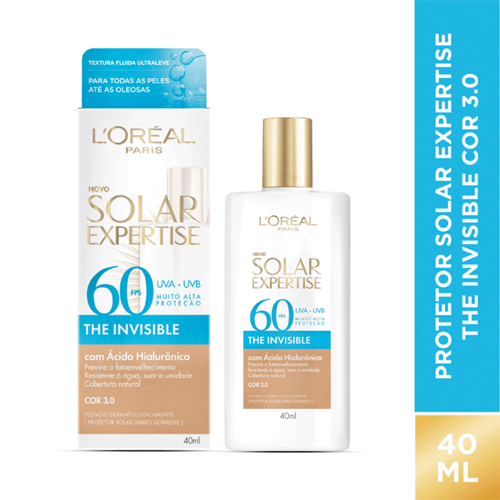 Protetor Solar Facial L’Oréal Paris FPS 60 The Invisible Cor 3.0 40ml | Drogaria Sao Paulo (BR)