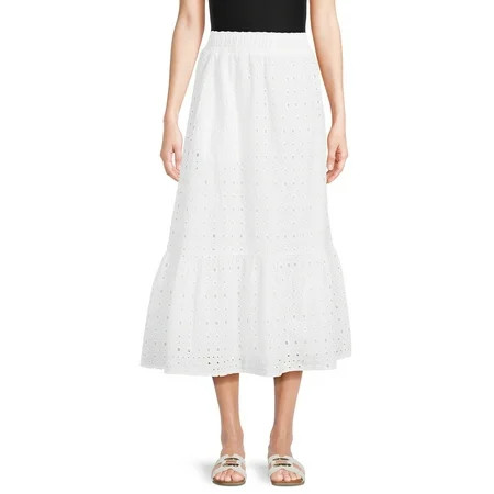 Time and Tru Women s Cotton Eyelet Midi Skirt Sizes XS-XXXL | Walmart (US)