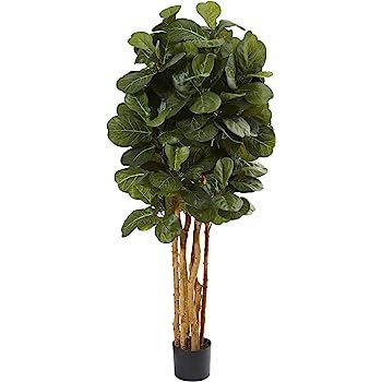 Nearly Natural 5’ Fiddle Leaf Fig Artificial Trees, 60in, Green | Amazon (US)