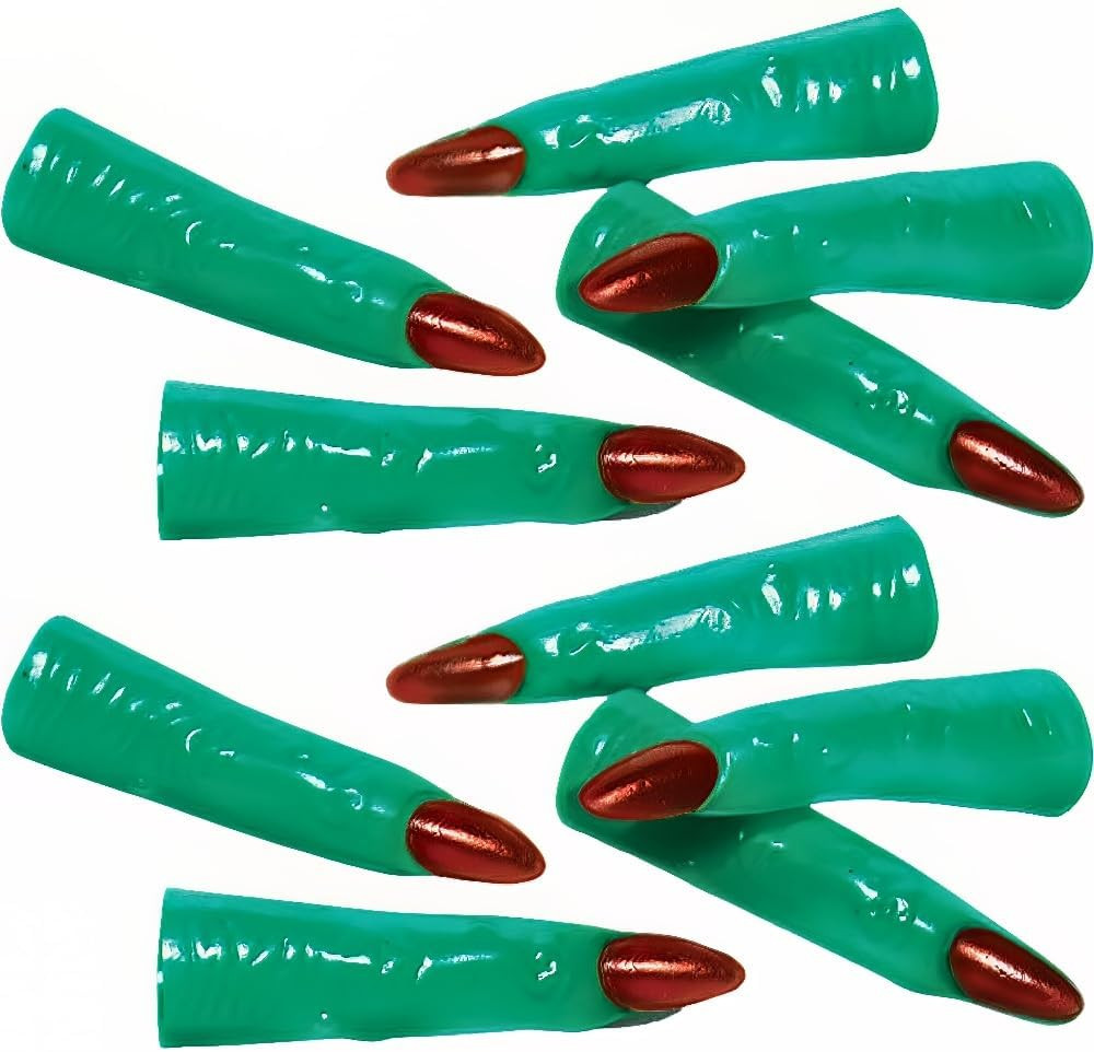 Green Plastic Witch Fingers - 2.62" x 0.62" (Pack of 10) - Frighteningly Fun, Realistic Design for Halloween Party Accessories & Decor | Amazon (US)