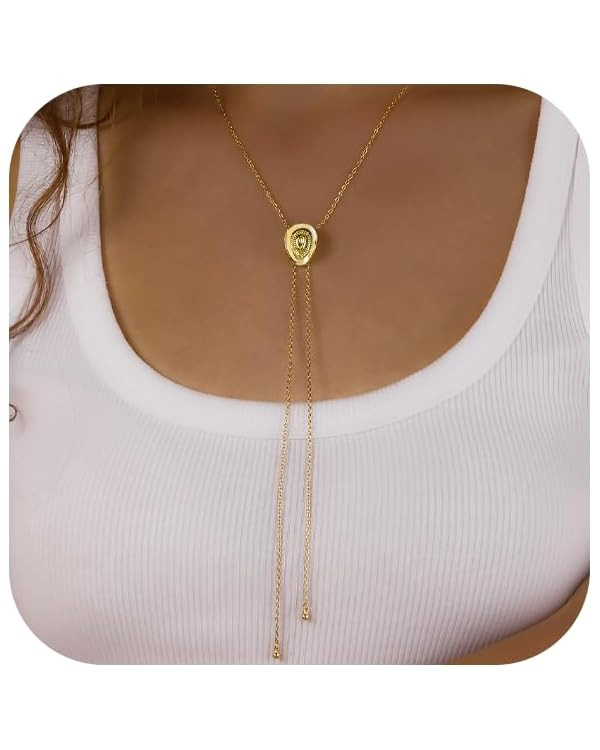 Western Cowgirl Hat Necklace for Women Gold Silver Dainty Bolo Tie Cowboy Necktie Accessories Sma... | Amazon (US)