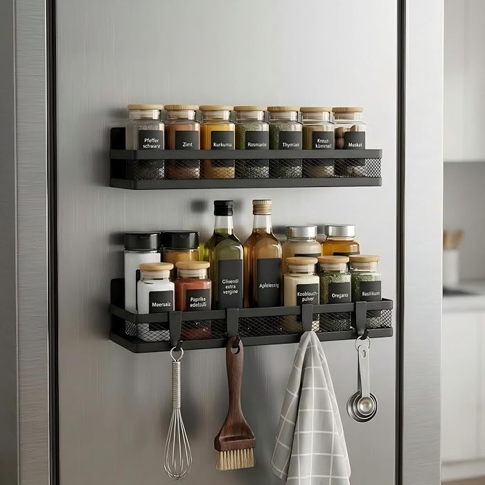 Magnetisches Gew\u00fcrzregal f\u00fcr K\u00fchlschrank: 2 Pack Magnetregal, 1 gro\u00dfe und 1 k... | Amazon (DE)